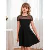 imageSOLY HUX Girls Dresses Sheer Mesh Short Sleeve High Waist A Line Flared Short DressBlack Polka Dots