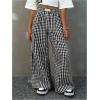 imageSOLY HUX Girls Plaid Gingham Baggy Pants Elastic High Waisted Wide Leg Long Pants TrousersBlack and White Plaid