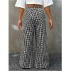 imageSOLY HUX Girls Plaid Gingham Baggy Pants Elastic High Waisted Wide Leg Long Pants TrousersBlack and White Plaid