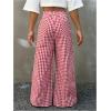 imageSOLY HUX Girls Plaid Gingham Baggy Pants Elastic High Waisted Wide Leg Long Pants TrousersRed Plaid