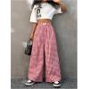 imageSOLY HUX Girls Plaid Gingham Baggy Pants Elastic High Waisted Wide Leg Long Pants TrousersRed Plaid