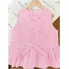 imageSOLY HUX Girls Summer Plaid Print Outfits 2 Piece Bowknot Ruffle Tank Top and Shorts Vacation ClothesLight Pink and White