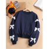 imageSOLY HUX Girls Y2k Bow Sweatshirt Crew Neck Drop Shoulder Long Sleeve Cute Pullover TopsPure Blue