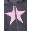 imageSOLY HUX Girls Y2k Zip Up Hoodies Star Graphic Hooded Sweatshirt Casual Jackets StreetwearDark Grey Pink Star