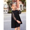 imageSOLY HUX Toddler Girls Doll Collar Sheer Mesh Bishop Long Sleeve Short DressBlack
