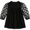 imageSOLY HUX Toddler Girls Doll Collar Sheer Mesh Bishop Long Sleeve Short DressBlack Polka Dots