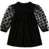 imageSOLY HUX Toddler Girls Doll Collar Sheer Mesh Bishop Long Sleeve Short DressBlack Polka Dots