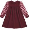 imageSOLY HUX Toddler Girls Doll Collar Sheer Mesh Bishop Long Sleeve Short DressBurgundy Polka Dots