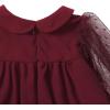 imageSOLY HUX Toddler Girls Doll Collar Sheer Mesh Bishop Long Sleeve Short DressSolid Burgundy