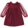 imageSOLY HUX Toddler Girls Doll Collar Sheer Mesh Bishop Long Sleeve Short DressSolid Burgundy