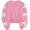 imageSOLY HUX Girls Y2k Bow Sweatshirt Crew Neck Drop Shoulder Long Sleeve Cute Pullover TopsPure Pink