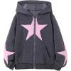 imageSOLY HUX Girls Y2k Zip Up Hoodies Star Graphic Hooded Sweatshirt Casual Jackets StreetwearDark Grey Pink Star