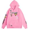 imageSOLY HUX Letter Hoodies for Men Casual Slogan Graphic Long Sleeve Streetwear Pullover Sweatshirt with PocketPink Letter Print