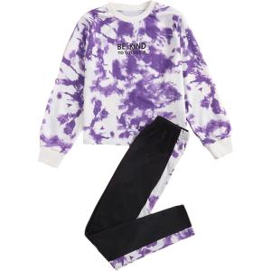 imageSOLY HUX Girls Graphic Print Long Sleeve Sweatshirt Top and Pants Set 2 Piece OutfitsTie Dye