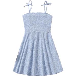 imageSOLY HUX Girls Spaghetti Strap Dress Floral Print Sleeveless Summer Beach Casual Sundress Aline Mini DressesBlue Print