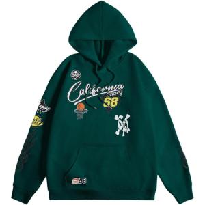 imageSOLY HUX Letter Hoodies for Men Casual Slogan Graphic Long Sleeve Streetwear Pullover Sweatshirt with PocketDark Green Letter