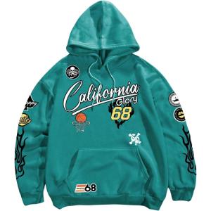 imageSOLY HUX Letter Hoodies for Men Casual Slogan Graphic Long Sleeve Streetwear Pullover Sweatshirt with PocketMint Blue Letter