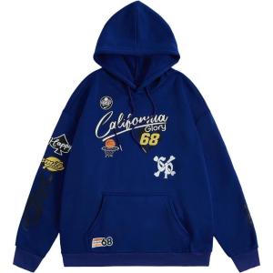 imageSOLY HUX Letter Hoodies for Men Casual Slogan Graphic Long Sleeve Streetwear Pullover Sweatshirt with PocketRoyal Blue Letter