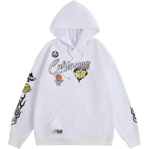 imageSOLY HUX Letter Hoodies for Men Casual Slogan Graphic Long Sleeve Streetwear Pullover Sweatshirt with PocketWhite Letter