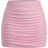 imageSOLY HUX Womens Glitter Mini Skirt Sparkly Rhinestone Mesh Ruched Bodycon Party Club Going Out SkirtsPlain Pink