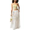 imageSOLY HUX Womens High Waisted Ruffle Maxi Skirts Tiered Layer Summer Swing Flowy SkirtPlain White