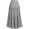 imageSOLY HUX Womens Plaid Gingham Maxi Skirt High Waisted A Line Ruffle Hem Long Flowy SkirtsBlack and White Gingham
