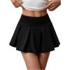 imageSOLY HUX Womens Pleated Mini Skirt High Waisted A Line Flowy Skirts Skater Tennis Skirts with ShortsPlain Black
