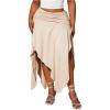 imageSOLY HUX Womens Plus Size Skirt Ruched Elastic Waist Split Asymmetrical Hem Long SkirtsSolid Apricot