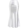 imageSOLY HUX Womens Ruched Fishtail Maxi Skirt Elegant High Waisted Bodycon SkirtsSolid White