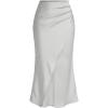 imageSOLY HUX Womens Satin Maxi Skirt Elegant Wrap High Waisted Ruched Fishtail Dressy Casual SkirtsPure Light Grey