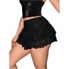 imageSOLY HUX Womens Sparkly Ruffle Mini Skirt Y2k Mesh Low Rise Layered Ruched Skirts Party Concert OutfitsSolid Black