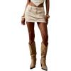 imageSOLY HUX Womens Y2k Retro Bodycon Mini Denim Skirt Cowgirl Jean Skirts with Pockets Festival Party OutfitsPlain Khaki