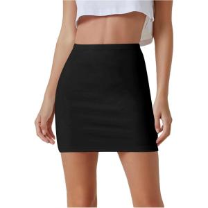imageSOLY HUX Womens Elegant Mini Skirts Basic Mid Waisted Pencil Bodycon Skirts Office OutfitPlain Black