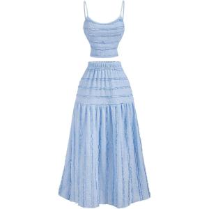 imageSOLY HUX Womens Summer Camisole and Long Skirts 2 Piece Skirt Set Beach Vacation OutfitsPure Blue