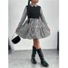imageSOLY HUX Girls Plaid Dress Collar Long Sleeve A Line Ruffle Hem Short Dresses Black and White Gingham 10Y