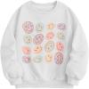 imageSOLY HUX Girls Graphic Print Round Neck Sweatshirt Long Sleeve Drop Shoulder Pullover TopsWhite Graphic