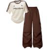 imageSOLY HUX Girls Summer 2 Piece Set Sporty Clothes Graphic T Shirt Cargo Pants Streetwear OutfitBeige Brown Graphic