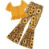 imageSOLY HUX Girls Two Piece Outfits Summer Tops Short Sleeve TShirt Graphic Tee ampamp Floral Print Flare Leg Pants Set Yellow Sunflower 1011Y