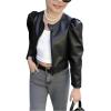 imageSOLY HUX Toddler Girls PU Leather Jacket Zip Up Puff Long Sleeve Jackets Outerwear Fall ClothesPure Black