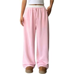 imageSOLY HUX Girls Drawstring Waist Baggy Sweatpants Wide Leg Casual Loose Long PantsLight Pink