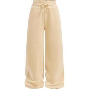 imageSOLY HUX Girls Straight Wide Leg Sweatpants Casual High Waisted Baggy Joggers Track PantsPlain Beige