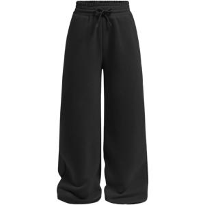 imageSOLY HUX Girls Straight Wide Leg Sweatpants Casual High Waisted Baggy Joggers Track PantsPlain Black