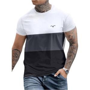 imageSOLY HUX Mens Color Block Graphic Tees Print Short Sleeve Round Neck T Shirt TopMulticoloured Print
