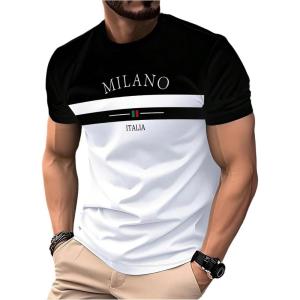 imageSOLY HUX Mens Color Block Letter Graphic Tees Short Sleeve Crew Neck T Shirt Casual Summer TopsBlack and White Letter