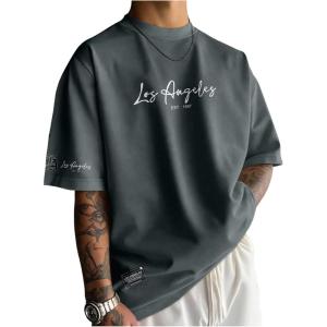 imageSOLY HUX Mens Graphic Tees Letter Print Short Sleeve T Shirt Crewneck Streetwear Summer TopsGrey Letter