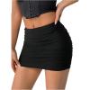 imageSOLY HUX Womens Mesh Mini Skirt Elastic Waist Ruched Bodycon Skirts Going Out OutfitPlain Black