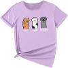imageSOLY HUX Girls T Shirts Short Sleeve Cute Graphic Tees Crewneck Cartoon Cat Print Summer TopsLight Purple Cartoon