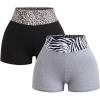 imageSOLY HUX Womens Biker Shorts 2 Packs High Waisted Running Gym Yoga Legging ShortsBlack Grey Graphic