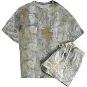 imageSOLY HUX Womens Summer Outdoor Short Set Short Sleeve Camo T Shirt and Shorts Casual 2 Piece OutfitLight Grey