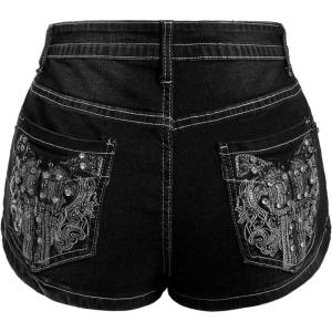 imageSOLY HUX Womens Y2k Sparkly Jeans Skinny Mini Denim Shorts Music Festival Rave OutfitsBlack Graphic